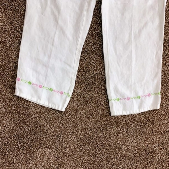 - First Issue Liz Claiborne sz 6 Petite White Linen Blend Cropped Pants - Picture 3 of 8